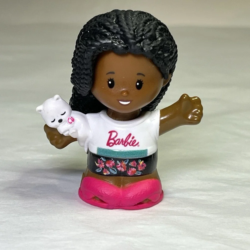 NEW Barbie Little People Fisher Price Figure‎ Girl Holding Cat Dog Doll Pajamas